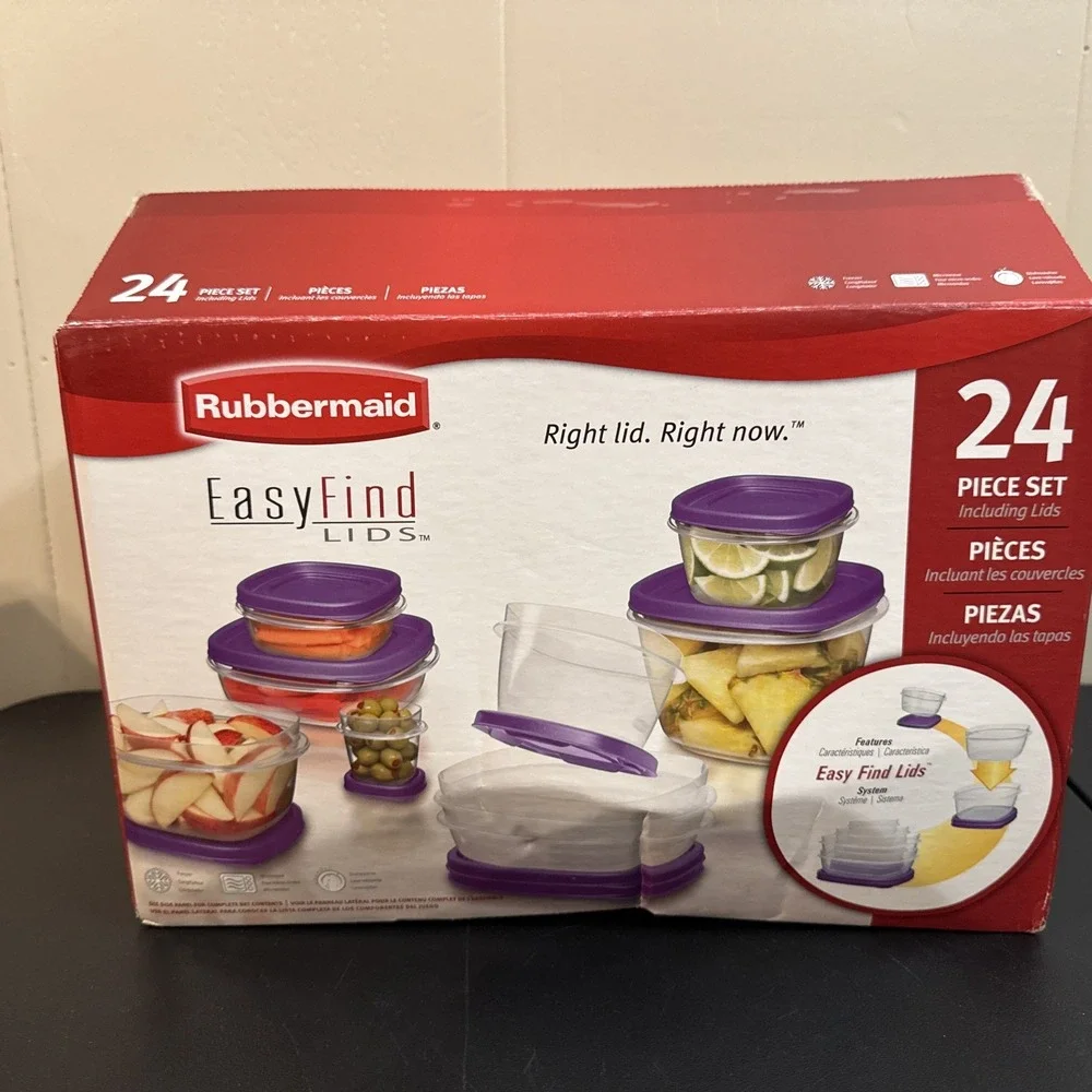 Vintage 2009 Rubber Maid Set Never Used Purple Lids 24 Pc Set